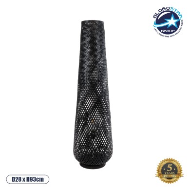 GLOBOSTAR® MAMIZU 02110 Boho Επιδαπέδιο Φωτιστικό με Ντουί 1 x E27 AC 220-240V IP20 - Μαύρο - Μ28 x Π28 x Υ93cm